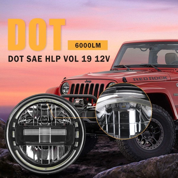 7 Inch Led Headlights DOT Approved Jeep Headlight with DRL Low Beam and High Beam for Jeep Wrangler JK LJ CJ TJ 1997-2018 Headlamps Hummer H1 H2-2020 Exclusive Patent (Black)
