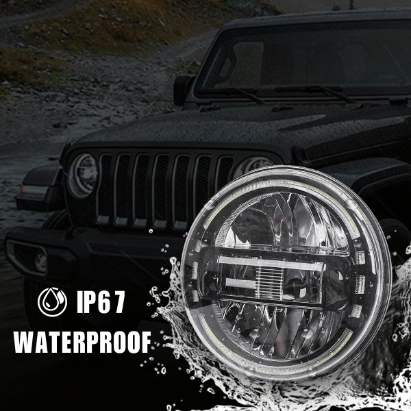 7 Inch Led Headlights DOT Approved Jeep Headlight with DRL Low Beam and High Beam for Jeep Wrangler JK LJ CJ TJ 1997-2018 Headlamps Hummer H1 H2-2020 Exclusive Patent (Black)