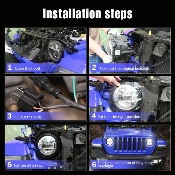 7 Inch Led Headlights DOT Approved Jeep Headlight with DRL Low Beam and High Beam for Jeep Wrangler JK LJ CJ TJ 1997-2018 Headlamps Hummer H1 H2-2020 Exclusive Patent (Black)