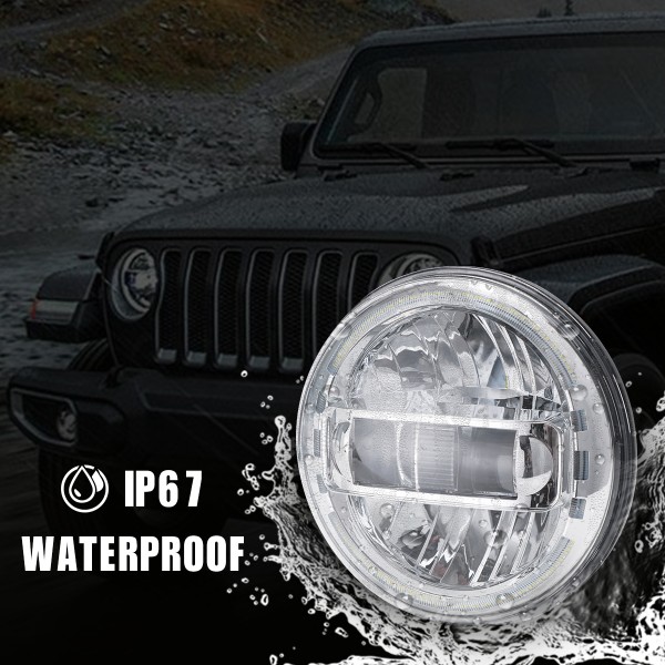 7 Inch Led Headlights DOT Approved Jeep Headlight with DRL Low Beam and High Beam for Jeep Wrangler JK LJ CJ TJ 1997-2018 Headlamps Hummer H1 H2-2020 Exclusive Patent (Chrome)