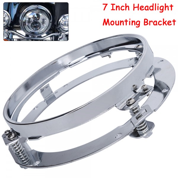 7 Inch Round Headlight Mounting Bracket Adapter for Harley Motorcycle 7 Inch Led Headlight Mount - Chrome