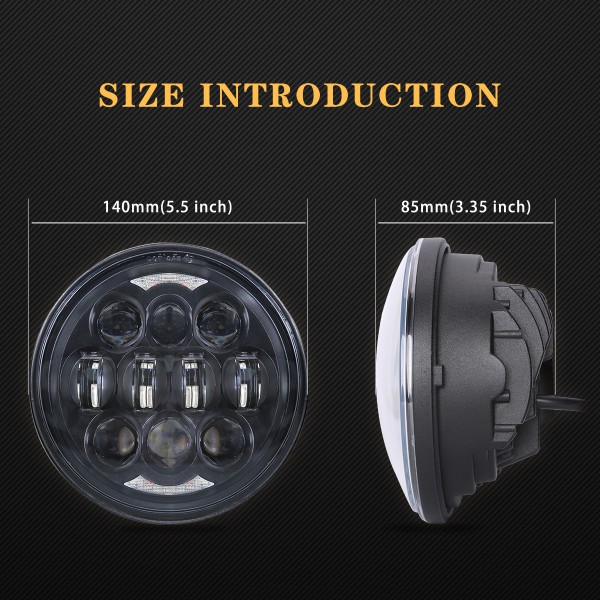 5.75 Inch Led Headlight 80W DOT Approved for Harley 5-3/4 Inch Round Headlight with DRL Low Beam and High Beam for Harley Dyna Sportster Iron 883 Street Rod Softail Motorcycle - 1PCS, Black