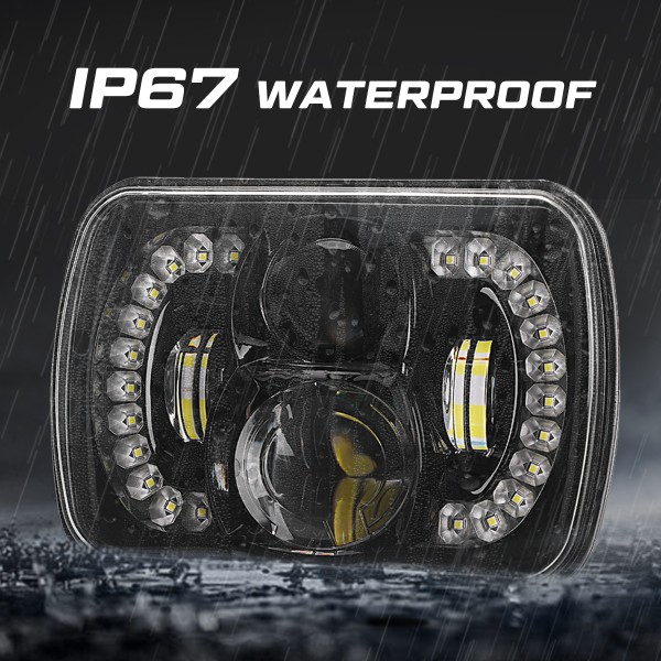 120W 5x7 7x6 LED Headlights Fit for Jeep Wrangler YJ Cherokee XJ, Any Model for 5x7 Headlamps, Unique “Diamond” Design for DRL, DOT Compliant, 2 PCS