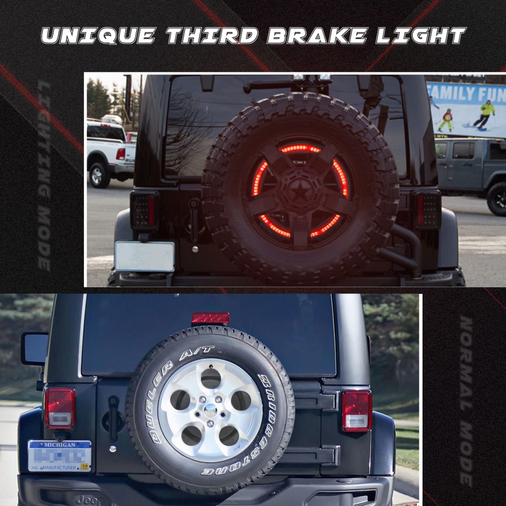 Third Brake Light, Spare Tire Wheel Light for Jeep Wrangler JK JKU 2007