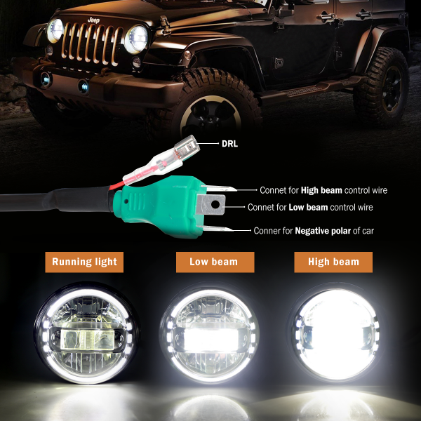 Jeep JL Headlights = Jeep 7 Inch Headlights + JL Headlight Mounting Bracket Adapters for Jeep Wrangler JL JLU Sahara Rubicon Sport 2018-2020, DOT Approved, 2PCS, Silver