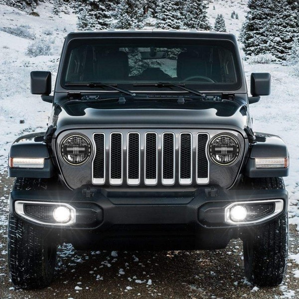 4 Inch Led Fog Lights with Bracket, Smiley Design Front Bumper Replacements Foglights for Jeep Wrangler JL 2018-2020 Fog Lamps, DOT Compliant