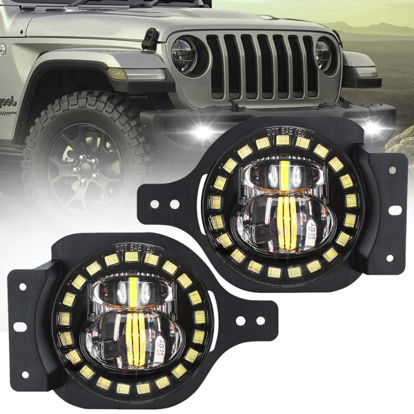 4 Inch Led Fog Lights with Adjustable Bracket, Whi...