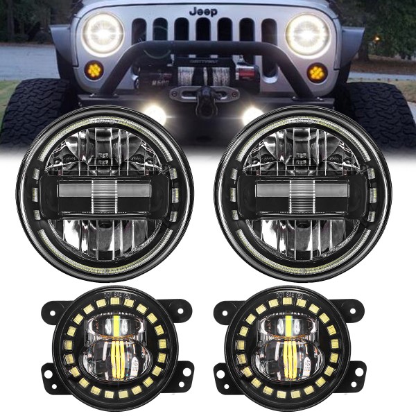 7 Inch Led Headlights with DRL High Low Beam + 4 I...